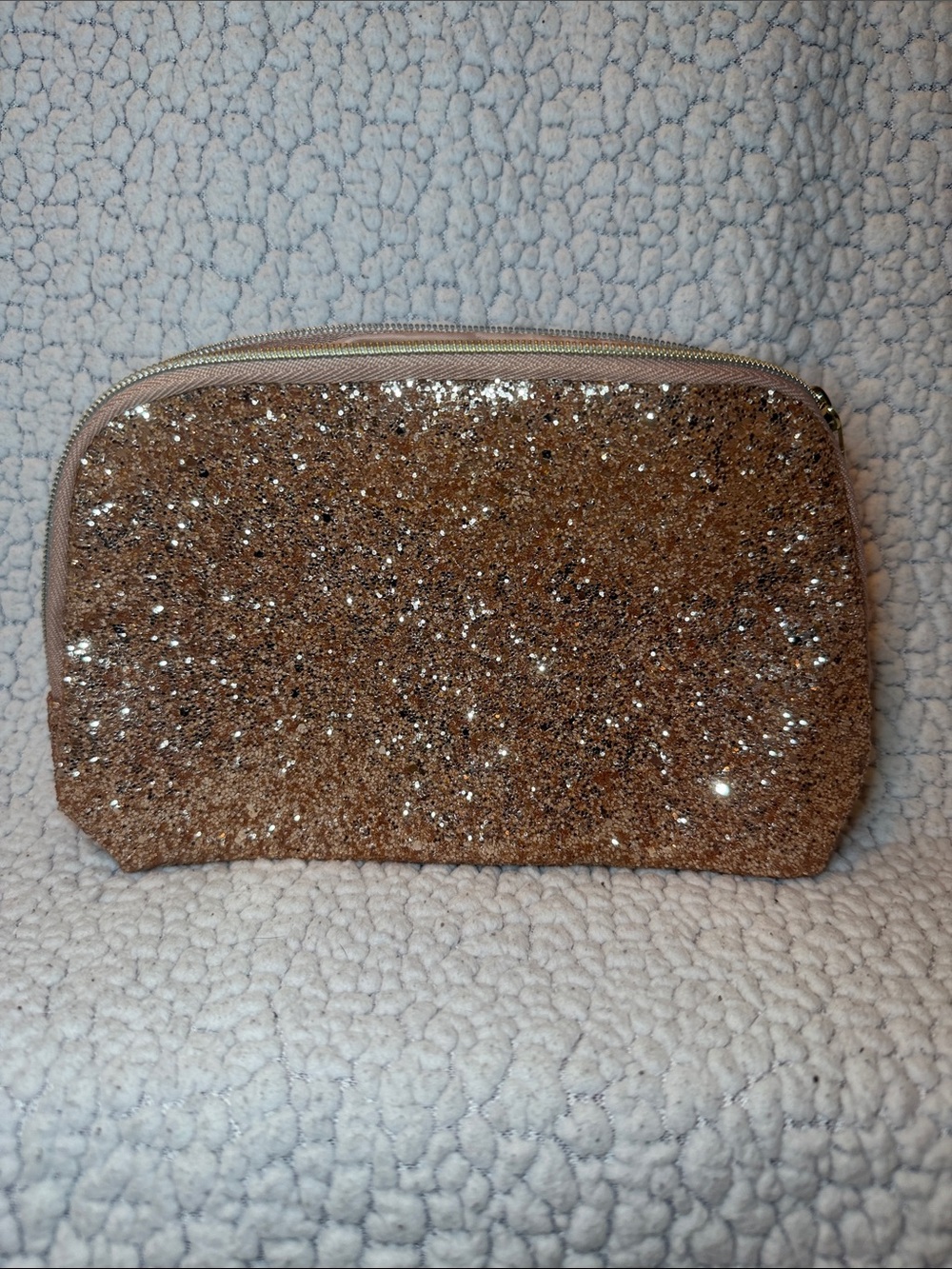 Lancôme Glitter Zip Pouch Cosmetic Bag in Rose Gold - NWOT